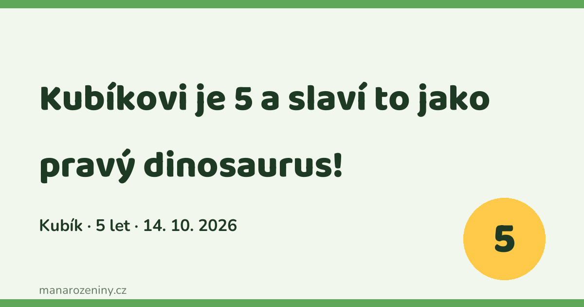Náhled ukázkové stránky: Kubík slaví 5 let