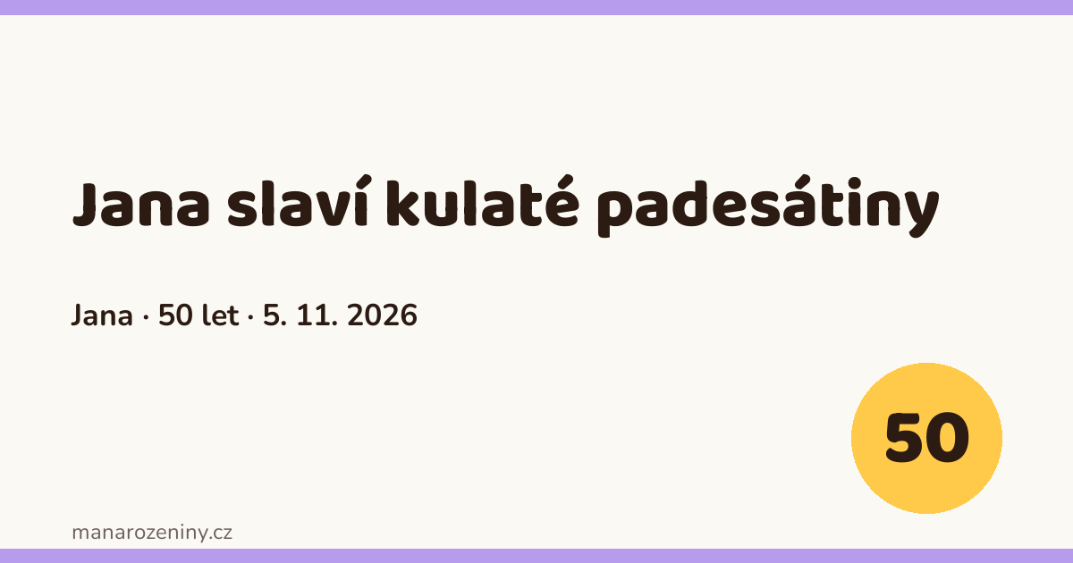Náhled ukázkové stránky: Jana slaví 50 let