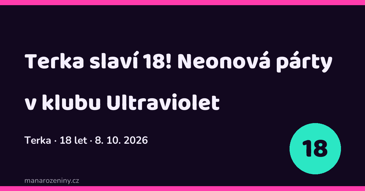 Náhled ukázkové stránky: Terka slaví 18 let